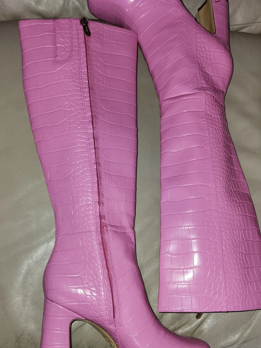 Circus by Sam Edelman Pink Croc-Embossed Over-the-Knee Boots Size 8.5 Preowned
